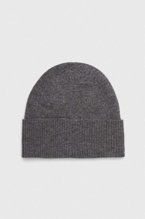 Кашемірова шапка United Colors of Benetton колір сірий з тонкого трикотажу вовна