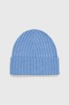 Шапка з домішкою вовни Sisley з тонкого трикотажу колір блакитний