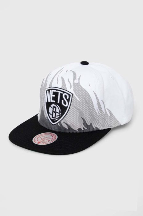 Бавовняна бейсболка Mitchell&Ness BROOKLYN NETS колір білий візерунок