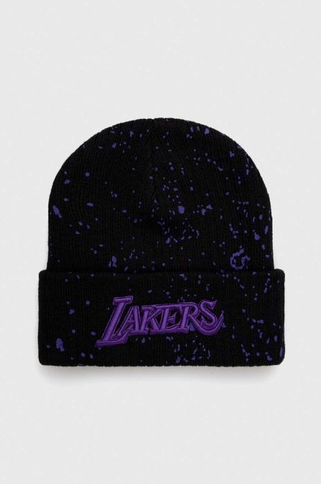 Шапка Mitchell&Ness LOS ANGELES LAKERS колір чорний з товстого трикотажу