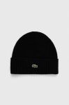 Вовняна шапка Lacoste колір чорний вовна (3523358)