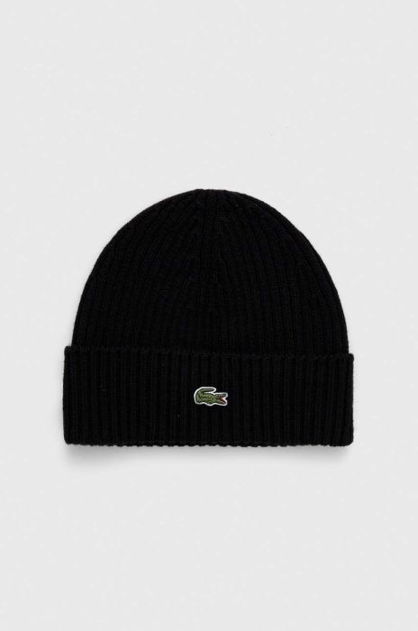 Вовняна шапка Lacoste колір чорний вовна (3523358)