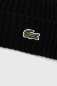 Вовняна шапка Lacoste колір чорний вовна (3523358)