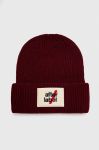 Вовняна шапка After Label колір бордовий вовна
