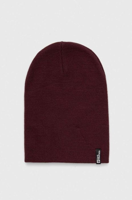 Шапка Jack Wolfskin колір фіолетовий з товстого трикотажу