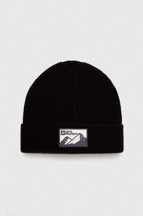 Шапка Jack Wolfskin колір чорний з товстого трикотажу