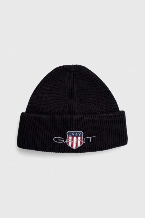 Шапка з домішкою вовни Gant колір чорний з товстого трикотажу (3537695)
