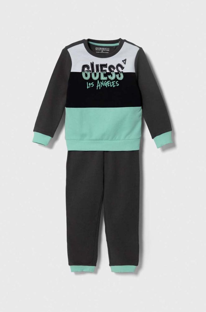 Дитячий бавовняний спортивний костюм Guess колір сірий