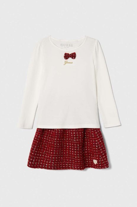 Дитячий лонгслів і спідниця Guess колір червоний