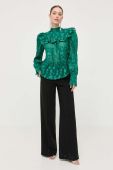Блузка Custommade жіноча колір зелений візерунок