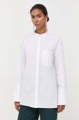 Бавовняна сорочка Custommade Banni жіноча колір білий relaxed зі стійкою