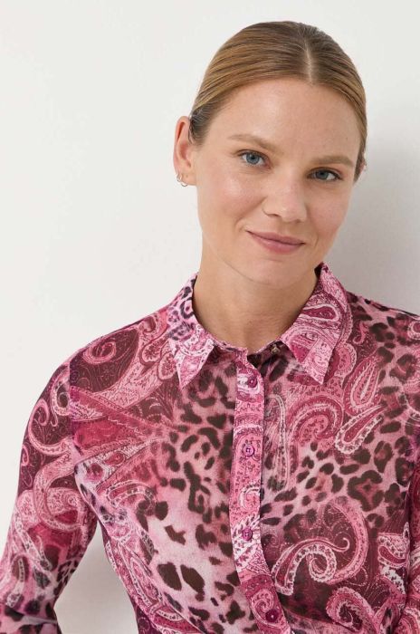 Сорочка Guess жіноча колір рожевий regular класичний комір (3383370)