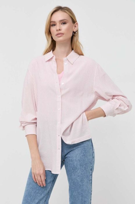 Сорочка Guess Guess x Banksy жіноча колір рожевий regular класичний комір