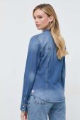 Джинсова сорочка Guess жіноча regular класичний комір колір блакитний