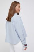 Бавовняна сорочка Tommy Hilfiger жіноча relaxed класичний комір колір блакитний (3389066)