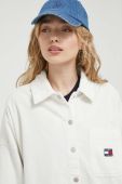 Вельветова сорочка Tommy Jeans колір бежевий relaxed класичний комір (3374777)