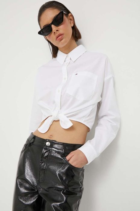 Бавовняна сорочка Tommy Jeans жіноча колір білий relaxed класичний комір (3360045)