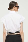 Бавовняна сорочка HUGO жіноча колір білий relaxed класичний комір (3369399)