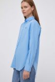 Бавовняна сорочка Polo Ralph Lauren жіноча relaxed класичний комір колір блакитний (3389080)