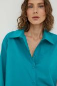 Бавовняна сорочка Herskind жіноча колір бірюзовий relaxed класичний комір