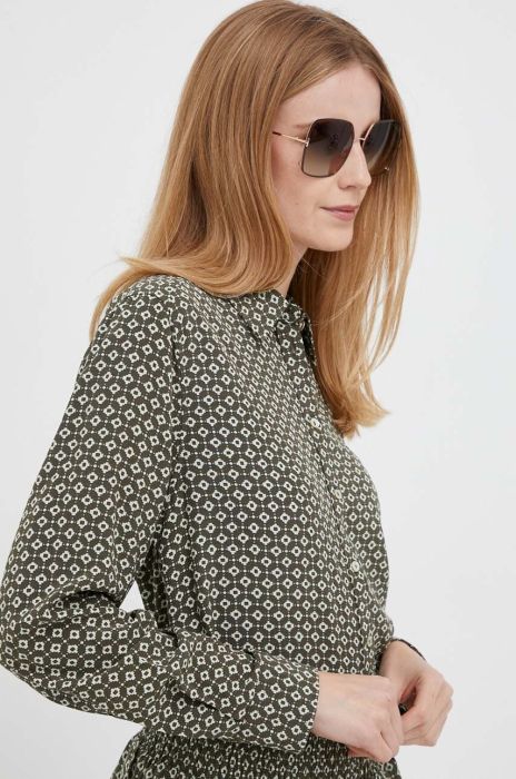 Сорочка Pepe Jeans жіноча колір зелений regular класичний комір