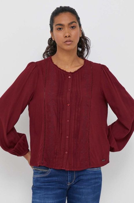 Сорочка Pepe Jeans жіноча колір бордовий regular