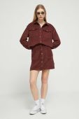 Вельветова сорочка Roxy колір коричневий relaxed класичний комір