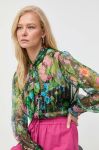 Шовкова сорочка MAX&Co. regular в'язане декольте колір барвистий