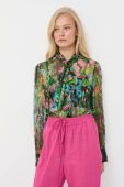 Шовкова сорочка MAX&Co. regular в'язане декольте колір барвистий