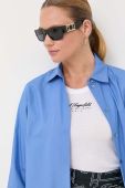 Бавовняна сорочка Karl Lagerfeld жіноча regular класичний комір колір блакитний (3677267)