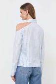 Бавовняна сорочка Patrizia Pepe жіноча slim класичний комір колір блакитний