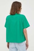 Бавовняна сорочка Marc O'Polo DENIM жіноча колір зелений regular зі стійкою