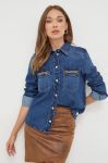 Джинсова сорочка Guess жіноча колір синій regular класичний комір