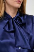 Шовкова сорочка Luisa Spagnoli колір синій regular в'язане декольте