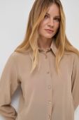 Шовкова сорочка Luisa Spagnoli колір бежевий regular класичний комір (3470539)