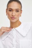 Бавовняна сорочка Custommade жіноча колір білий regular класичний комір