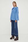 Бавовняна сорочка Custommade жіноча regular класичний комір колір блакитний