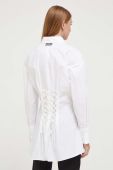 Бавовняна сорочка HUGO жіноча колір білий slim класичний комір
