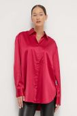 Сорочка HUGO жіноча колір рожевий relaxed класичний комір