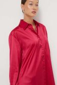 Сорочка HUGO жіноча колір рожевий relaxed класичний комір
