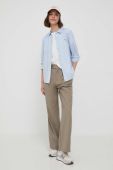 Бавовняна сорочка Tommy Hilfiger жіноча regular класичний комір колір блакитний (3424229)