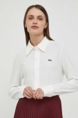 Бавовняна сорочка Lacoste жіноча колір бежевий regular класичний комір