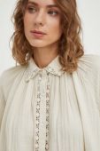 Бавовняна сорочка BA&SH жіноча колір бежевий regular класичний комір