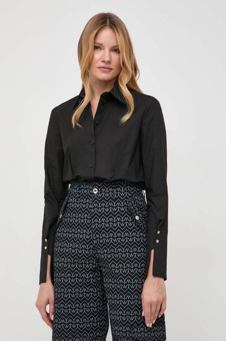 Сорочка Patrizia Pepe жіноча колір чорний regular класичний комір