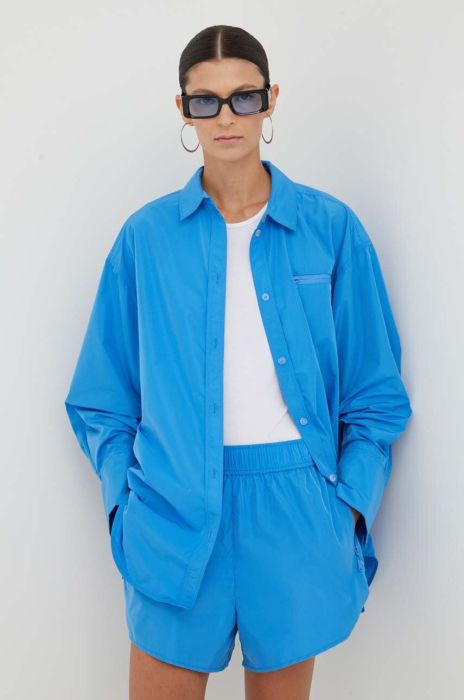 Сорочка Stine Goya жіноча relaxed класичний комір колір блакитний
