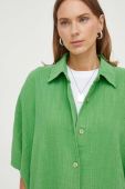 Бавовняна сорочка American Vintage жіноча колір зелений relaxed класичний комір (3582399)