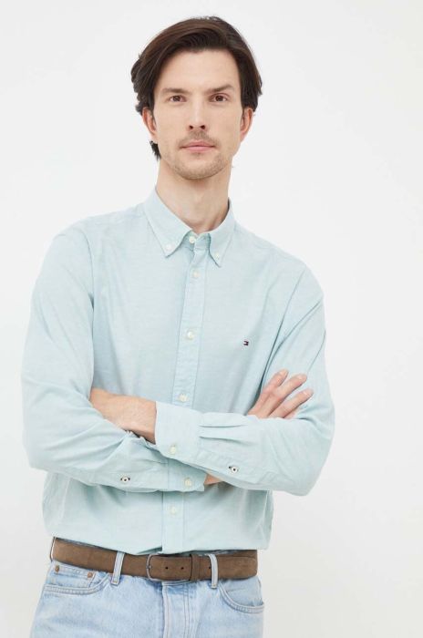 Сорочка Tommy Hilfiger чоловіча колір зелений regular комір button-down (3677414)