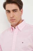 Бавовняна сорочка Tommy Hilfiger чоловіча колір рожевий regular комір button-down (3324841)
