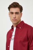 Бавовняна сорочка Tommy Hilfiger чоловіча колір бордовий regular комір button-down (3417574)