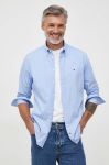 Бавовняна сорочка Tommy Hilfiger чоловіча slim комір button-down колір блакитний (3329915)